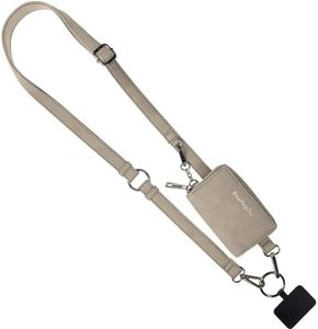 Save the Girls Clip & Go Vegan Phone Lanyard & Wristlet with Pouch, Bone