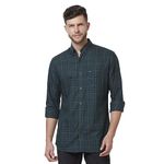 KENNETH COLE New York Men's Slim Fit Tartan Checks Long Sleeves Button-Down Collar Regular Length Pure Cotton Chest Patch Pocket Casual Shirt Teal Blue