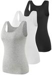 Vislivin Womens Supersoft Vest Tops Stretch Casual Tank Tops 3 Pack Black/White/Gray-1 M