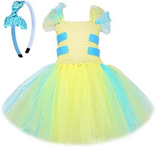 IBTOM CASTLE Flounder Costume Toddler Kids Girls Halloween Xmas Mermaid Cosplay Birthday Tutu Dress Up with Headband for Baby Children Fancy Photo Shoot Princess Clothes Set Flounder 8-9 Years
