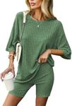 Ekouaer Rib Pajamas Lounge Sets 2 P