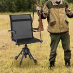 GYMAX Swivel Hunting Chair, 360 Degree Folding Hunting Blind Chair with Adjustable Height, Arm Rest, Telescopic Legs & Duck Feet, 330 LBS Silent Outdoor Ground Blind Seat for Deer Dove Hunting Fishing
