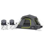 CORE 4 Person Instant Cabin Tent Camping Set | includes 1 Instant Tent, 1 Outdoor Table & 2 Camp Chairs | Pop Up Tent with 60 Second Setup | Perfect for Family Car Camping with Included Carry Bag