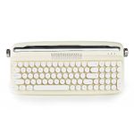 YUNZII Upgraded Wireless Typewriter Keyboard, Retro Keyboard Typewriter Style with Integrated Stand, USB-C/Bluetooth Keyboard with Cute Round Keycaps for Multi Device for Win/Mac (B309, Ivory Butter)