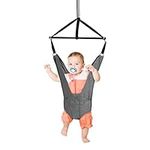 GYMAX Baby Activity Jumper with Door Clamp, Bounce Spring, Length Adjustable Baby Doorway Swing Jump Bouncer for Infant Toddler 6-12 Months (Grey)