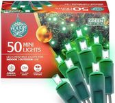 HOLIDAY SPIRIT Green LED Christmas Lights - 50 Count Mini LED String Lights for Indoor/Outdoor Xmas, Wedding, Party, and Bedroom Décor - 17 ft Green Twinkling Lights for DIY Decor, Weather Resistant