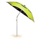 DRALCO Portable Beach Umbrella Outdoor Sunshade 4-layer black adhesive coating blocks UV 50+ Protection, 360° Rotating, for Beaches, Patio, Pools, Terraces, Parks,Fishing umbrella 2M (Lemon green)