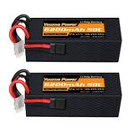 Youme 4S Lipo Battery, 14.8V Lipo Battery 6200mAh Hard Case 50C with Trx Plug Compatible With Traxxas Arrma Losi 1/5 1/7 1/8 RC Buggy Truggy Crawler Monster Off-Road Car Boat Truck Roar Approved
