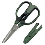 Versatile Scissors with Integral Finger Guard - cuts Kevlar Fibre, Leather Belts, Mains Cable,Copper Braid, coaxial Cable, Rope & More. Made in Japan. ENGINEER ph-57, Green