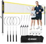 Patiassy Badminton Set for Backyard, Outdoor Badminton Net with Anti-Sag Design, 4 Professional Badminton Rackets, 4 Shuttlecocks and Carry Bag for Lawn or Beach