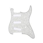 Musiclily SSS 11 Hole Strat Guitar Pickguard for Fender USA/Mexican Made Standard Stratocaster Modern Style, 4Ply Parchment Pearl