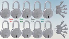 Foora Lock and Keys – 10 Same Key Lock Set, Common Key Lock Set of 10, Silver Finish, Aligarh Locks, Door Lock for Home and Shop, Multiple Locks with Same Key, High Security