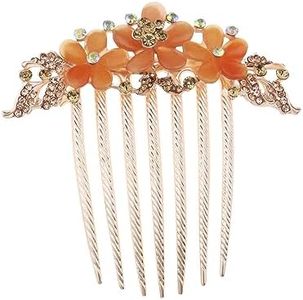 SING F LTD Flower Hair Comb Rhinestone Wedding Bride Headpiece Hair Ornament Decorative Hair Accessories for Women and Girls Hairstyles Champagne