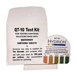 Steramine Quat Sanitizer Test Strips, 30 x QT-10 Test Strips to Measure 0-400 PPM, 2 x Envelopes, 15 Litmus Paper Each, Quat Test Strips for Testing Sanitizing Solution for Hotels, Bar & Restaurants