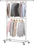 SimpleHouseware Double Rod Clothes Rack, Silver