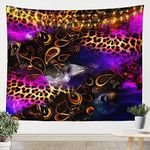 Brown Leopard Print Tapestries Large 59x82,Paisley Tapestry Bohemian Exotic Flower Wall Hangings Art for Girls Women,Novelty Wild Animal Skin Boho Floral Tapestry Cheetah Fur Hair Bedroom Decor