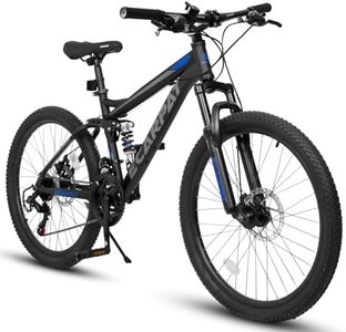 27.5" Full Shock Mountain Bike Dual Front and Rear Shock Absorber Mechanical Disc Brake 21 Speed for Men and Women Ideal for Travel and Fitness Enthusiasts (Black)