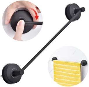 YOHOM Stainless Steel Suction Towel Rail Bathroom 42cm Suction Hand Towel Bar Shower Washcloth Holder Vacuum Suction Tea Towel Holder Wall Mounted Kitchen Dish Cloth Hanger Matte Black(17-Inch)