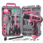 Hi-Spec Pink Tool Set with 8V Drill Set. Complete Cordless & Rechargeable USB Electric Drill Driver Kit for Women, Home DIY Repair & Maintenance, in a Compact Toolbox.