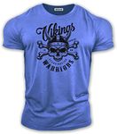 bebak Mens Gym T Shirt | Viking Warrior | Gym Clothes for Men | Arnold Bodybuilding T Shirt | Ideal for MMA Strongman Crossfit (UK, Alpha, XXL, Regular, Regular, Atlantic Blue)