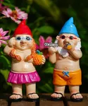 Nacome Naughty Garden Funny Gnomes Statue Decor for Outdoor Sculpture: Figurines for Outside Ornament Yard Art Lawn Porch Patio Balcony - Christmas Gag for Men [2 Pack]