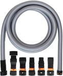 VPC Dust Collection Hose for Home and Shop Vacuums with Expanded Multi-Brand Power Tool Adapter Set Fittings | Silver