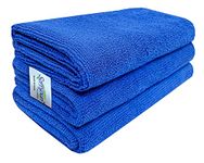 SOFTSPUN Microfiber Cloth - 3 pcs - 40x60 cms - 340 GSM Blue - Thick Lint & Streak-Free Multipurpose Cloths - Automotive Microfibre Towels for Car Bike Cleaning Polishing Washing & Detailing