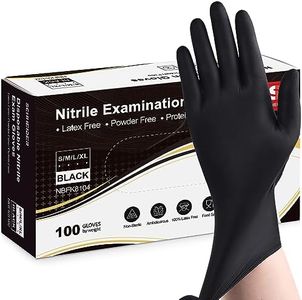 Schneider Nitrile Exam Gloves, Black, Large, Box of 100, 5 mil Disposable Nitrile Gloves, Latex Free, Powder Free, Food Safe, Non-Sterile - for Medical, Cleaning & Cooking Gloves, Rubber Gloves