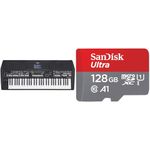 Yamaha PSR-SX600 Digital Keyboard - a Powerful Digital Workstation Keyboard with 61 Touch-Sensitive & SanDisk 128GB Ultra microSDXC card + SD adapter up to 140 MB/s with A1 App Performance UHS-I