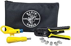 Klein Tools VDV026-212 Coax Installation Kit with Crimp Tool, Cable Cutter, Stripper and F connectors with Storage Bag