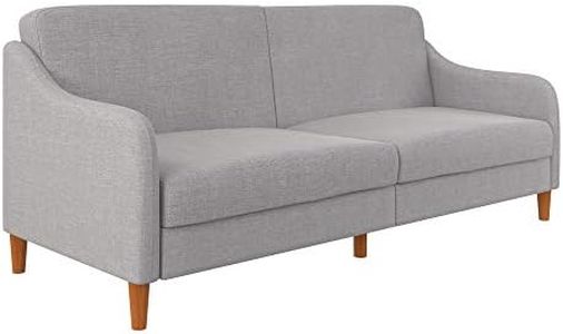 DHP Jasper Coil Futon, Convertible Sofa and Couch, Light Gray