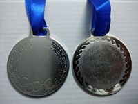 Pinka heavy Silver Medal with Ribbon (Multicolour, 5 cm) - Pack of 6