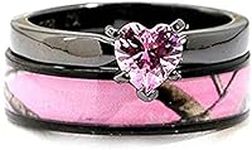 Black Plated Pink Camo Wedding Ring