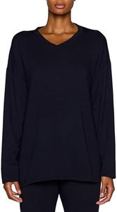 Bleusalt The Oversized V-Neck T-Shirt | Women's Relaxed Fit Long Sleeve Tee | Soft Modal Drape Navy
