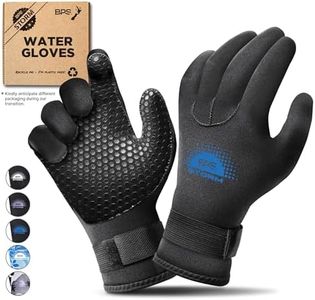 BPS 3mm Neoprene Dive Gloves with Anti Slip Palm - Five Finger Gloves for Sailing, Spearfishing, Paddleboarding, and Other Water Activities - for Men and Women (Black/Snorkel Blue, Small)