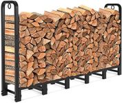 AMAGABELI GARDEN & HOME 6ft Firewood Log Rack Outdoor Log Holder for Fireplace Heavy Duty Wood Stacker Pit for Patio Logs Storage Steel Tubular Wood Pile Rack Tool Accessories Black