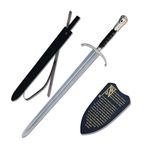 40'' inch Carbon Steel Longclaw Sword Replica Red Eye Sword with Wall Plaque and Leather Sheath, Two Handed Sword, Knight Sword