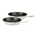 All-Clad 410810 NSR2 Stainless Steel Dishwasher Safe Oven Safe PFOA-Free Nonstick 8-Inch and 10-Inch Fry Pan Set, 2-Piece, Silver