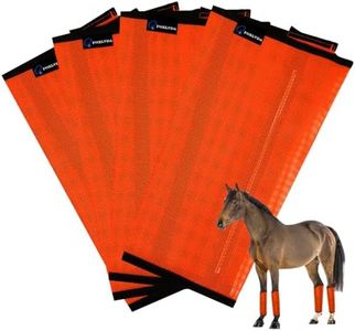 FOXLVDA Horse Fly Boots - Fly Boots for Horses Set of 4, Comfortable Horse Leggings, Mesh Material Design with Metal Support Bars for Reduces Stomping & Leg Fatigue (4, Orange, Large)