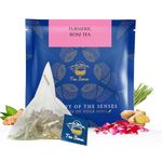 TEA SENSE Turmeric Rose Tea | Smooth, Healthy, Refreshing | 15 Pc Pyramid Tea Bags | Lemongrass, Turmeric, Rose Petals, and More