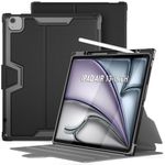 Poetic Explorer Case for iPad Air 13 (2024) / iPad Pro 12.9 (2022) / iPad Pro 12.9 (2021), Full Body Tough 360 Degree Stand Folio Cover with Pencil Holder,Built-in Screen Protector, Black