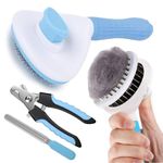 Buraq Grooming Kit Self Slicker Brush With Nail Clipper - For Dogs & Cats Easy to Remove Loose Undercoat, Pet Massaging Tool Suitable for Pets with Long or Short Hair (Multi - Colour, Grooming Kit)