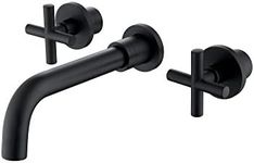 SITGES Matte Black Bathroom Faucet, Double Handle Wall Mount Bathroom Sink Faucet and Rough in Valve Included