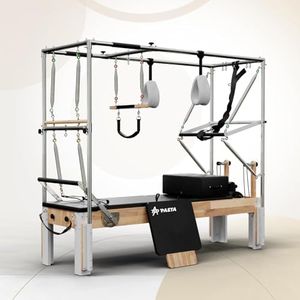 Pilates Reformer, PAETA Wooden Foldable Pilates Reformer Machine with Cadillac Trapeze Table, Pilates Machines for Home Use and Studio, Pilates Equipment with Sitting Box, Jump Board(Cadillac)