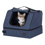 Petsfit Portable Cat Litter Box, Upgrade Travel Cat Litter Box for Medium Cats & Kitties,Leak-Proof, Lightweight, Washable with Top Handle (Blue（with lid）, 17" Lx13 Wx12.5 H)