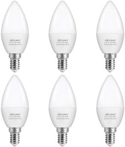 DiCUNO E14 Bulb, 5W Small Edison Screw Candle Bulbs, 550LM, 50W Incandescent Equivalent, Daylight White 5000K, CRI90, SES C37 E14 LED Light Bulbs for Chandeliers, Pack of 6