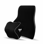 Grin Health SitRight Pro Orthopedic Backrest Full Lumbar Support Cushion with Headrest Cushion Car Neck Rest Pillow (Large Combo, Black, Memory Foam)