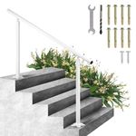 VEVOR Aluminium Stair Railing, Outside Railing, House Entrance Railing, Adjustable Angle Stair Handrail, Indoor & Outdoor Stairs for The Elderly (5 Ft, White)