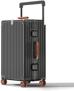 ROPLUS Aluminium Frame Checked-Luggage with Smooth Jelly Wheels, Hardside Zipperless Rolling Suitcase with TSA Lock (Grey, 28-Inch)