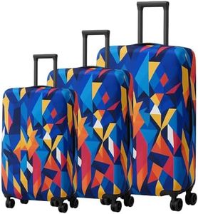 AMPEREUS® Trolley Bag Cover Set of 3 – Stretchless, Waterproof and Polyester Fabric with Multicolour Abstract Print Luggage Cover for Small, Medium & Large Size Suitcase Cover (20, 24 & 28 Inch)